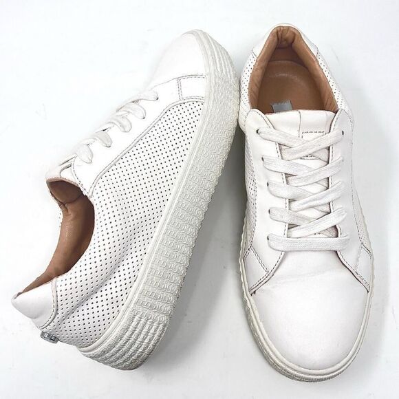 Steve Madden Toliver White Perforated Lace Up Platform Sneaker Size 8 - Picture 1 of 9
